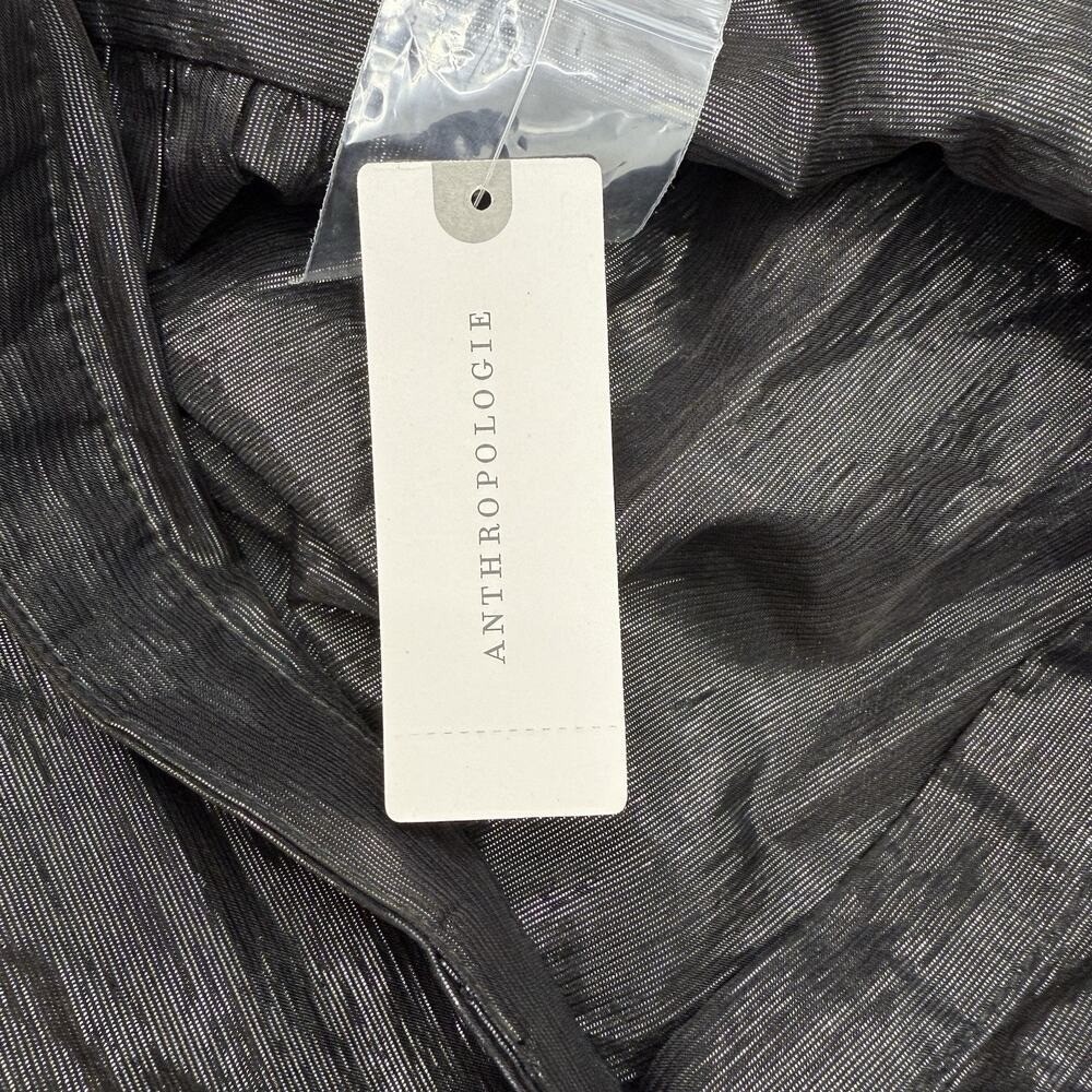Pilcro Anthropologie High Low Dress Metallic Tiered Maxi Black XS Goth Oversized - Picture 5 of 12